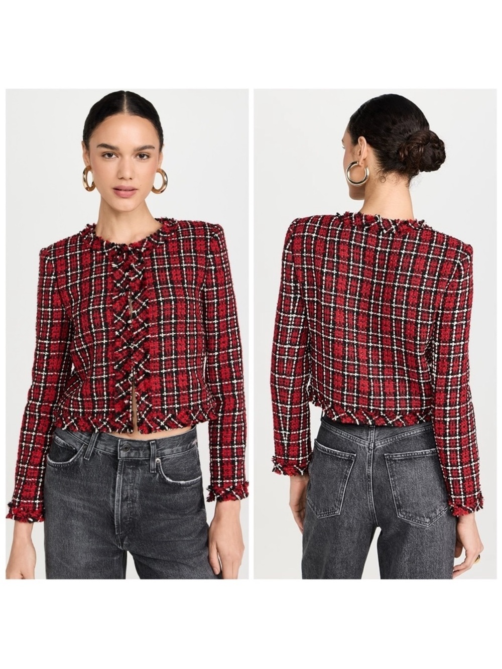 Alice and Olivia Kidman Jacket  Red/Plaid Size 0​​